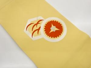 塩瀬亀甲に丸文・芝・菊模様刺繍名古屋帯